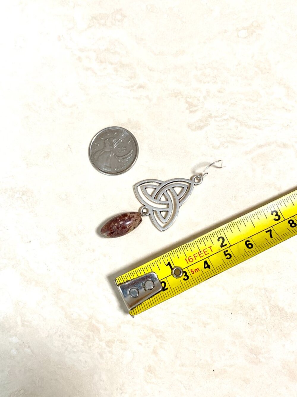 2/$20,Earthy Convoluted Jasper Triqueta Earrings,Gemstone & Sterling Silver Hook - Picture 6 of 9